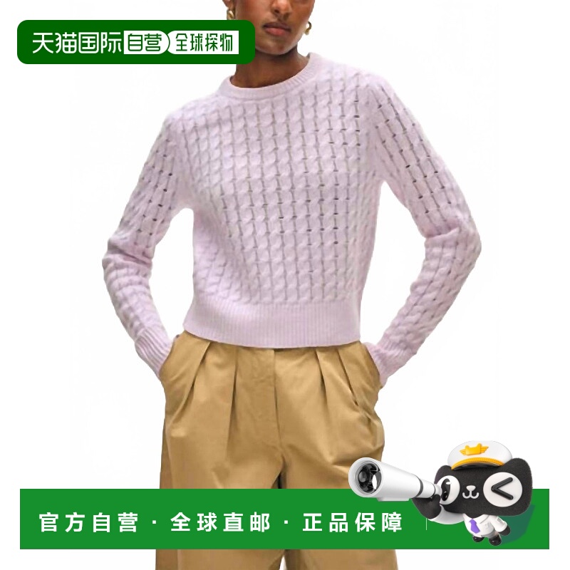 自营white + warrenCashmere Cable Knit Shadow Shrunken Crew S