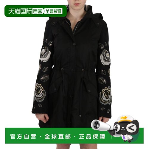自营John Richmond Floral Sequined Beaded Hooded Jacket Women