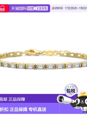 自营geneviveSterling Silver 14K Gold Plated with Baguette Cu