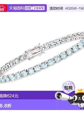 自营925 纯银 Ross-Simons 天蓝色托帕石网球手链 - 7 英寸 美国
