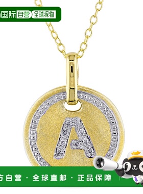 自营 Mimi & Max A 首字母钻石配饰吊坠配镀黄色纯银链条 - 黄色