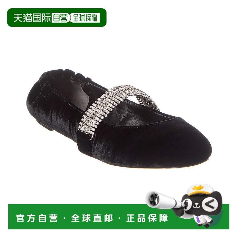 自营 Alexandre Birman Camila Velvet Ballerina Flat - black