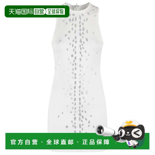自营david komaWhite Silver Rhinestone Mini Dress - white 美