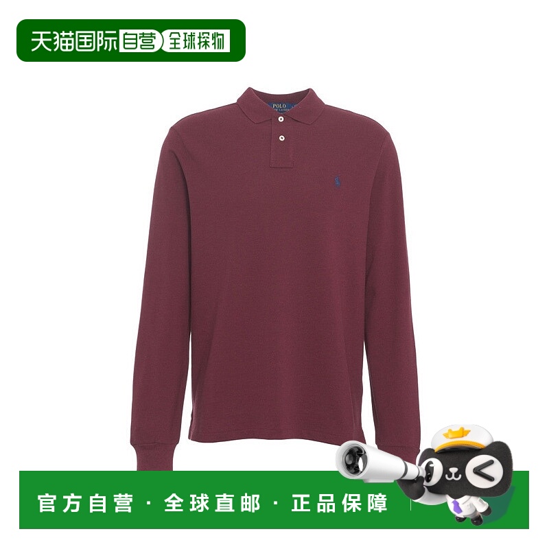 自营polo ralph lauren长袖Polo衫-酒红色 美国奥莱直发