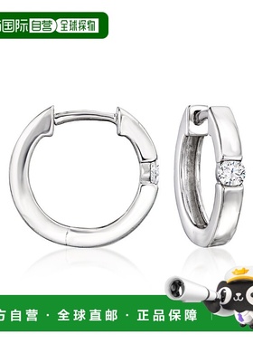 自营 RS Pure by Ross-Simons 925 银钻石圈形耳环 - 白色 美国奥