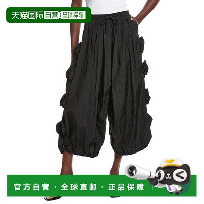 自营Gracia Flower Applique Parachute Pant - black 美国奥莱直
