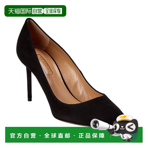 自营Aquazzura Purist 85 Suede Pump - black 美国奥莱直发单鞋