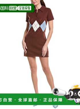 自营English Factory Argyle Polo Mini Dress - brown 美国奥莱