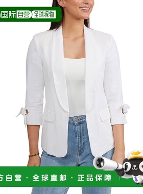 自营Ellen Tracy女式披肩领运动夹克，带袖孔-白色 美国奥莱直发