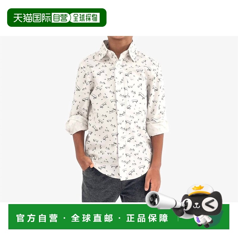 自营appaman男童 Skater Vibe 纽扣衬衫（白色和黑色） - 白色和