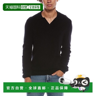 自营amicale cashmereAmicale羊绒罗纹马球衫-黑色 美国奥莱直发