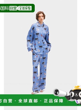 自营sleeper蓝色神秘印花Pastelle大长裤-蓝色神秘印花 美国奥莱