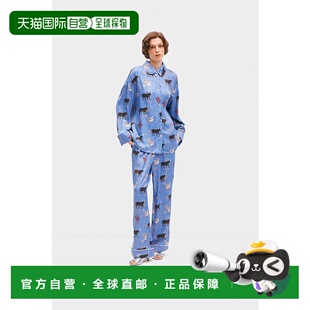 自营sleeper蓝色神秘印花Pastelle大长裤-蓝色神秘印花 美国奥莱