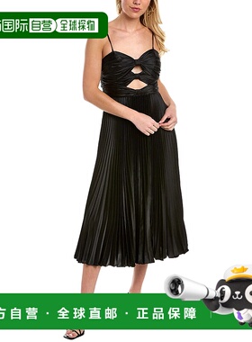 自营 AMUR Afra 褶裥鸡尾酒会礼服 黑色 美国奥莱直发服饰连衣裙