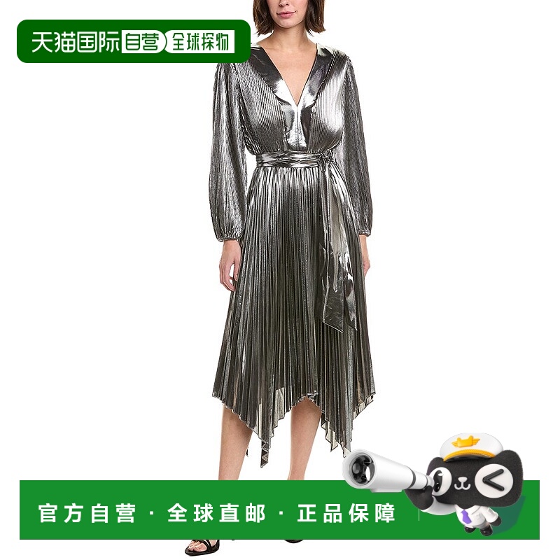 自营Milly Liora Pleated Midi Dress - silver 美国奥莱直发