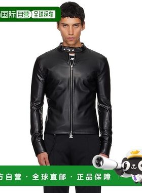 1h可退 香港直邮潮奢 Courreges 男士 黑色 Zipped Biker 合成皮