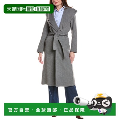 自营Tahari Elliot Wool-Blend Wrap Coat - grey 美国奥莱直发