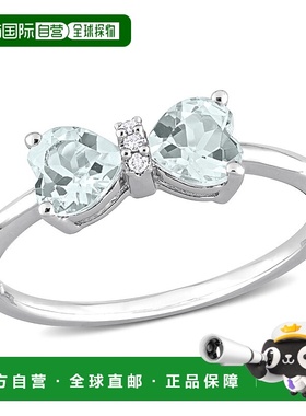 美国直邮julianna b 女士 戒指蓝宝石蝴蝶钻石海蓝宝心形蝴蝶结