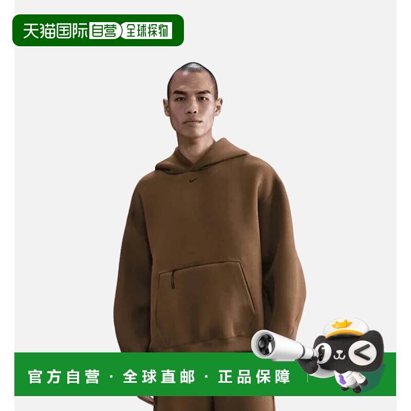 自营Nike Tech连帽衫Mens棕色羊毛刺绣Swoosh徽标大尺寸JAX1051-