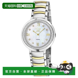 自营GV2 Amalfi女式316L不锈钢表壳，白色MOP表盘，双色SS/IPYG手