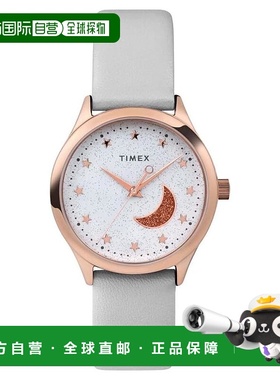 自营 Timex Celestial 32mm皮革表带女士手表-灰色 美国奥莱直发