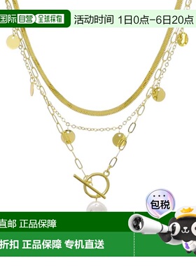 自营adornia14k Gold Plated Pearl and 3-Layer Necklace - whit
