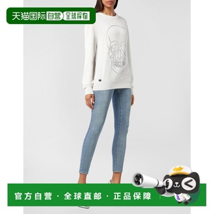 philipp plein带水晶的羊绒套头衫圆领长袖 - 白色 【美国奥莱】