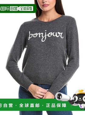 自营 cinq a sept五七你好图案圆领毛衣-灰色 美国奥莱直发