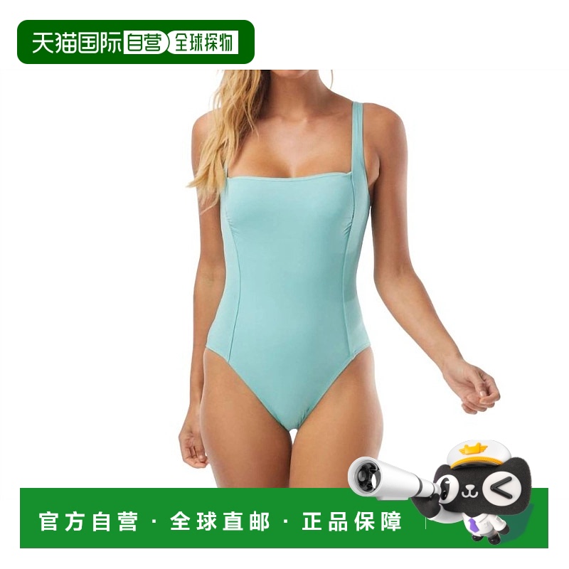 自营 carmen marc valvo开心果色方领扭背连体泳衣 - 开心果色 美
