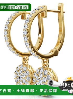 自营pompeii33/4Ct Drop Dangle Hoop Earrings 14k Gold Lab Gro
