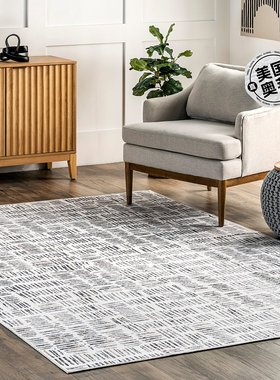 nuLOOM Mitzi Abstract Lines 可机洗地毯 - 浅灰色 【美国奥莱】