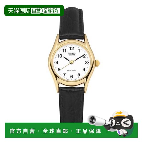 自营Casio Women’s Gold Tone Analog Watch with Black Leather