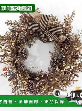 自营 safavieh仿 31 英寸浆果和松果花环带蝴蝶结 - 多色 美国奥