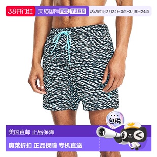 自营Nautica Swim Trunks Shorts Mens Navy Blue Fish Print Dra