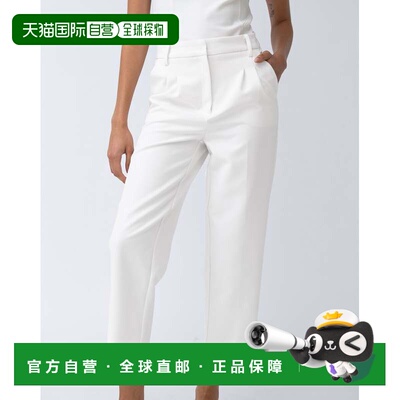 自营 adrienne landau雪白色褶皱长裤 美国奥莱直发直筒裤