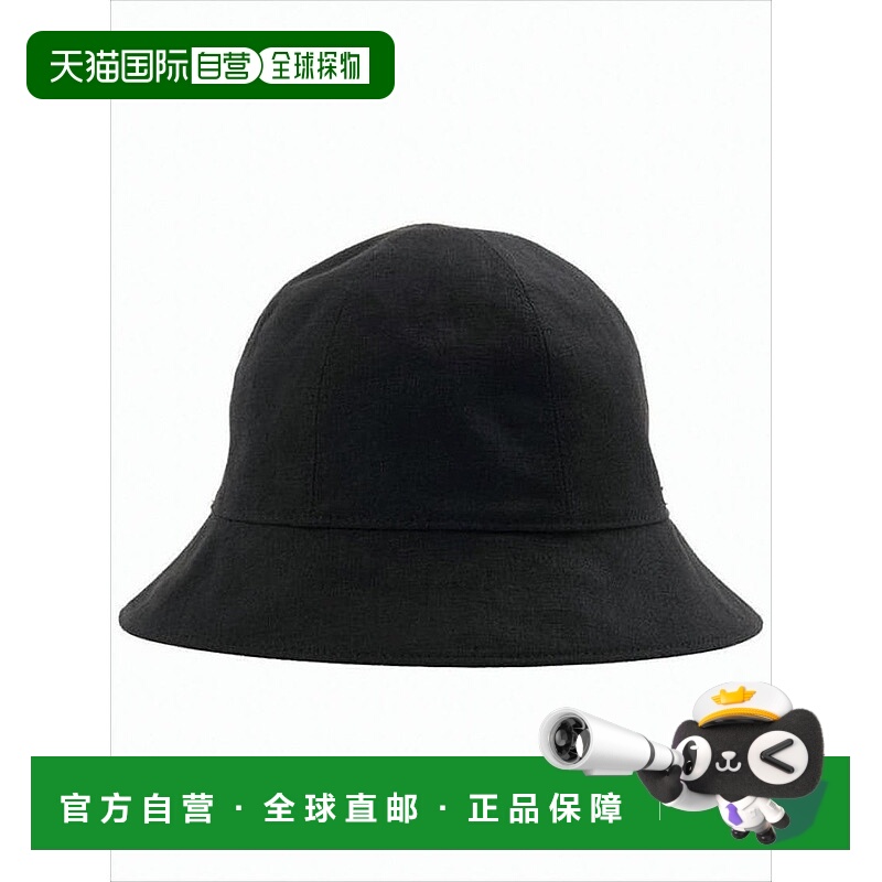 自营helen kaminski黑色亚麻桶帽,带有微妙的金属徽章-白色 美国