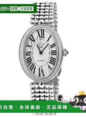 自营 GV2 Piazza Navona女式SS表壳，银色/白色表盘，钢珠手镯手-