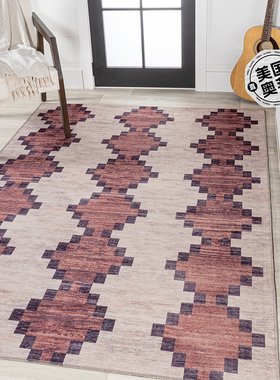 jonathan y Timantii Modern Trellis Kilim 酒红色/象牙色地毯 -