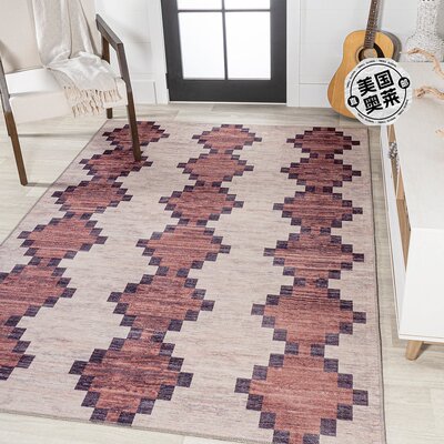 jonathan y Timantii Modern Trellis Kilim 酒红色/象牙色地毯 -