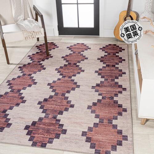 jonathan y Timantii Modern Trellis Kilim 酒红色/象牙色地毯 -