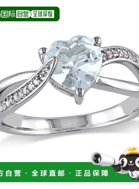 美国直邮julianna b 女士 戒指蓝宝石钻石海蓝宝心形交叉海蓝宝石