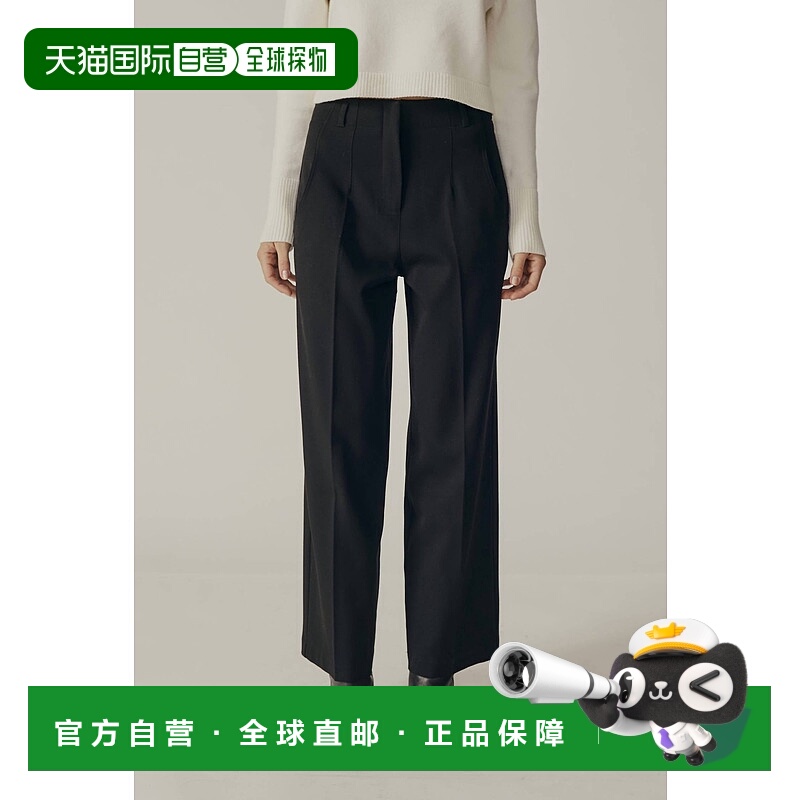 自营 deluc黑色阔腿高拉长裤-黑色 美国奥莱直发阔腿裤西装裤