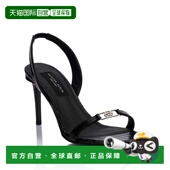 自营philipp 美国奥莱直发 黑色 plein高跟凉鞋 六角9