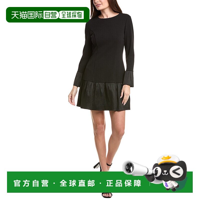 自营Adrianna Papell Crepe & Taffeta Midi Dress - black 美国