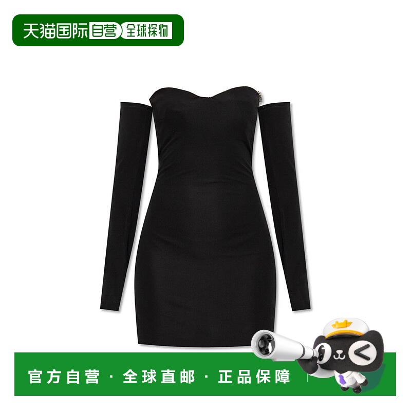 自营dsquared2Fitted Black Dress With Off-The-Shoulder Sleeve
