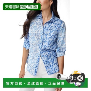 自营J.McLaughlin Lois Blouse - white/blue 美国奥莱直发