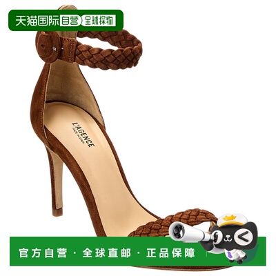自营L'Agence Larissa绒面革和皮革凉鞋-米色高跟鞋 美国直发奥莱