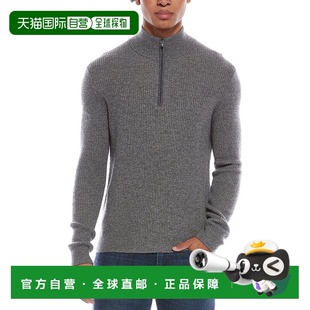 自营Amicale Cashmere Feeder Pique Zip Cashmere Sweater - gra