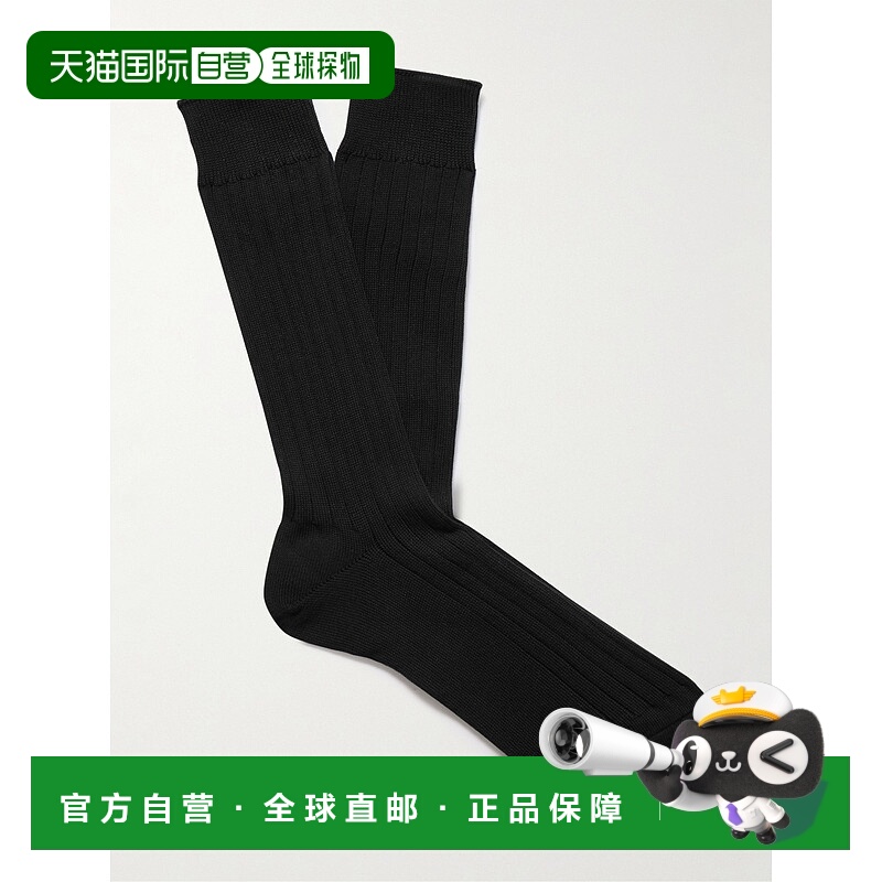 香港直邮潮奢 Mr P. 男士 罗纹混纺棉袜子 MPA185001D120BLACK