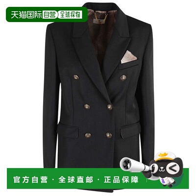 自营elisabetta franchiStructured Black Gabardine Blazer With